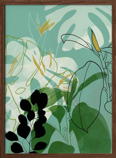 Leaves Line Boho2 - Stretched Canvas, Poster or Fine Art Print I Heart Wall Art