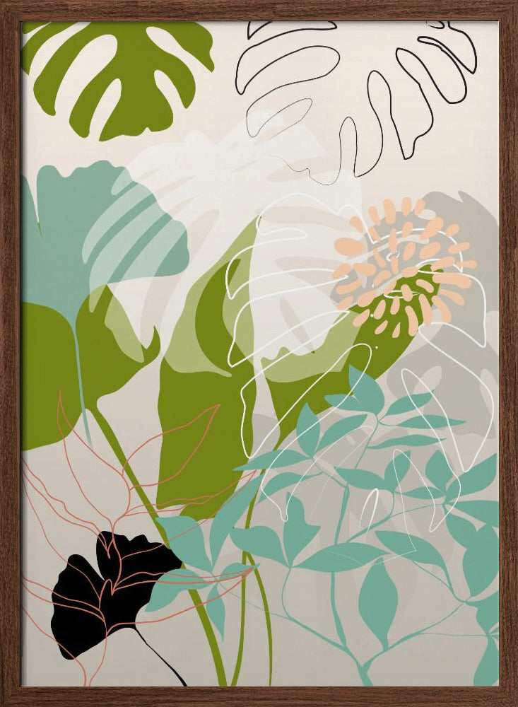 Leaves Line Boho3 Kopie - Stretched Canvas, Poster or Fine Art Print I Heart Wall Art