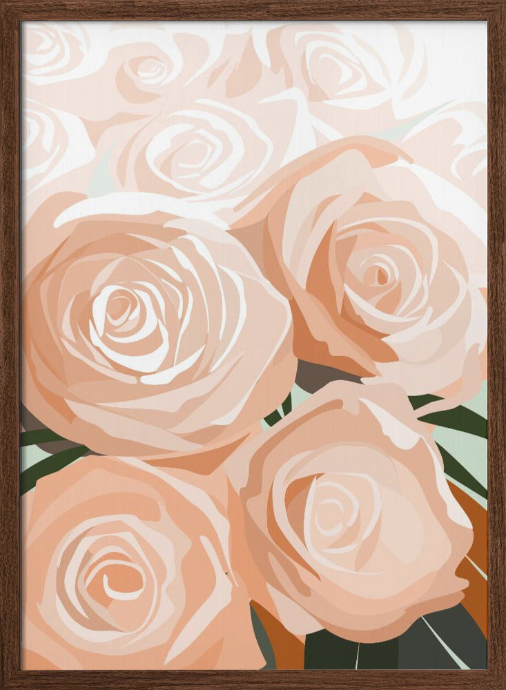 Coral roses - Stretched Canvas, Poster or Fine Art Print I Heart Wall Art