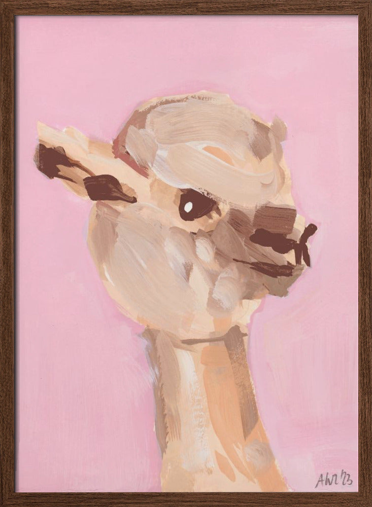 Pastel Pink Alpaca - Stretched Canvas, Poster or Fine Art Print I Heart Wall Art