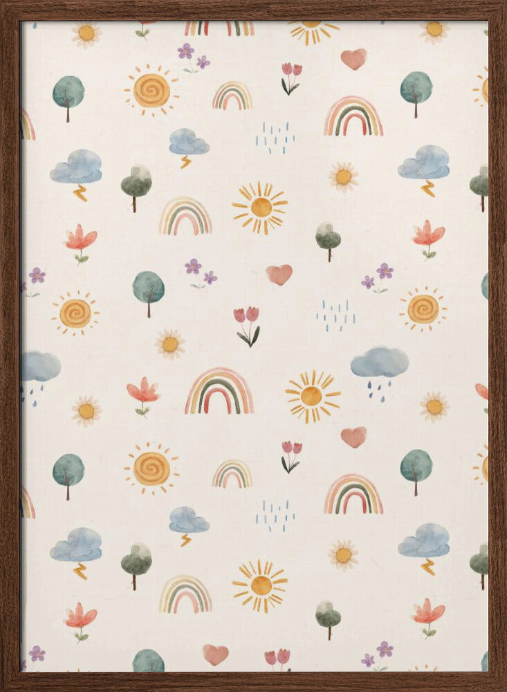 Seasonal Stickers Pattern - Stretched Canvas, Poster or Fine Art Print I Heart Wall Art