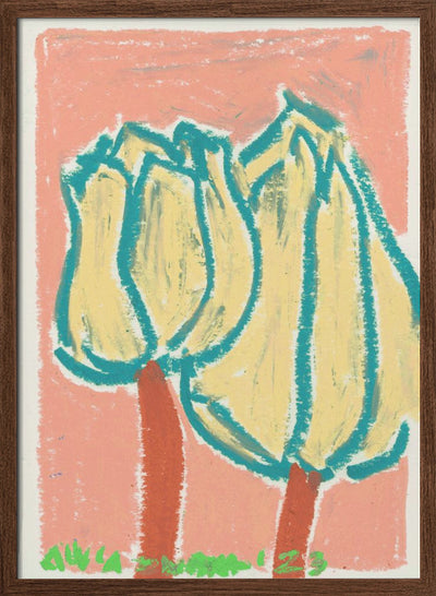 Pink Tulips Peach - Stretched Canvas, Poster or Fine Art Print I Heart Wall Art