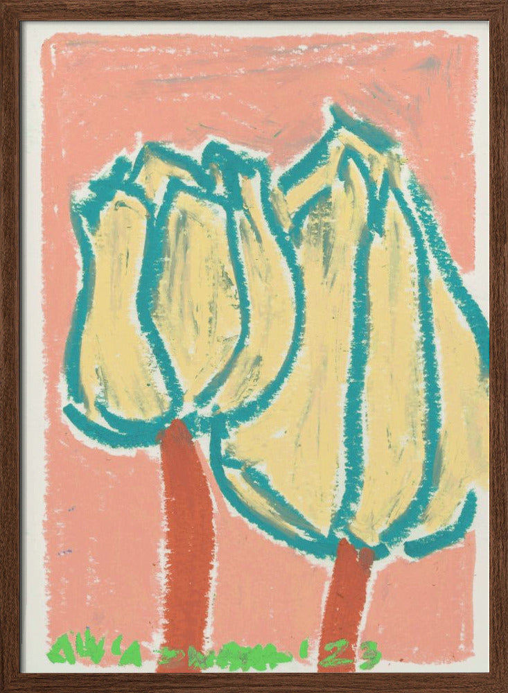 Pink Tulips Peach - Stretched Canvas, Poster or Fine Art Print I Heart Wall Art