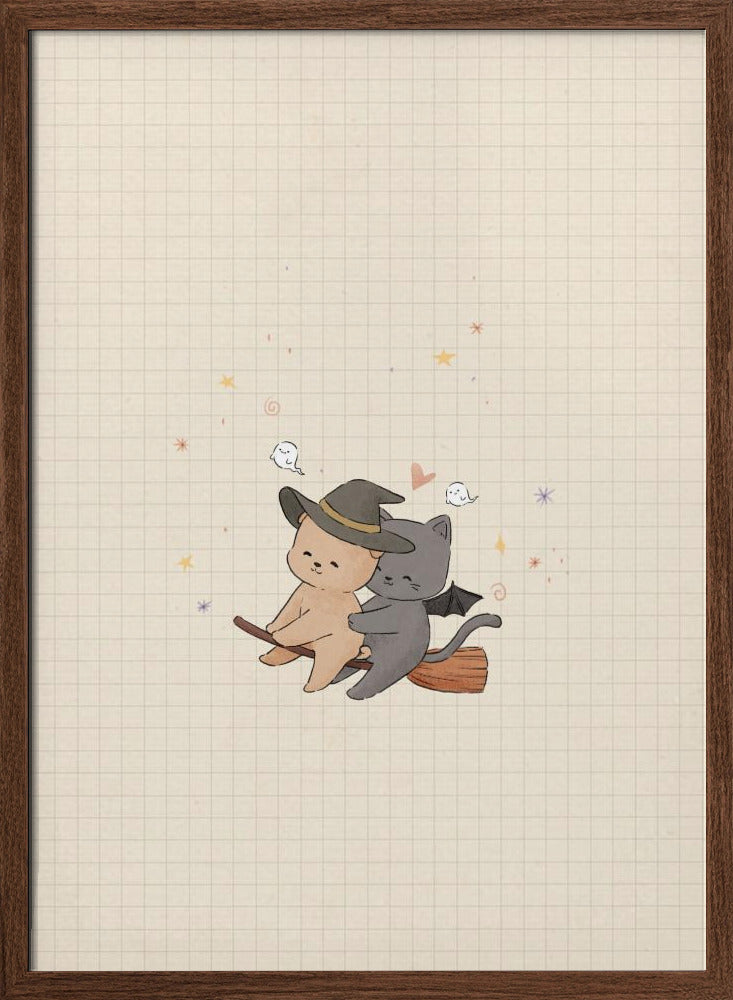 Cat and Dog In Halloween - Stretched Canvas, Poster or Fine Art Print I Heart Wall Art