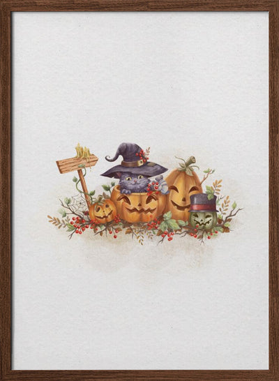 Witch Cat In the Halloween - Stretched Canvas, Poster or Fine Art Print I Heart Wall Art