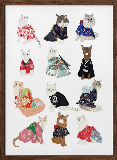 Cat In Kimono - Stretched Canvas, Poster or Fine Art Print I Heart Wall Art