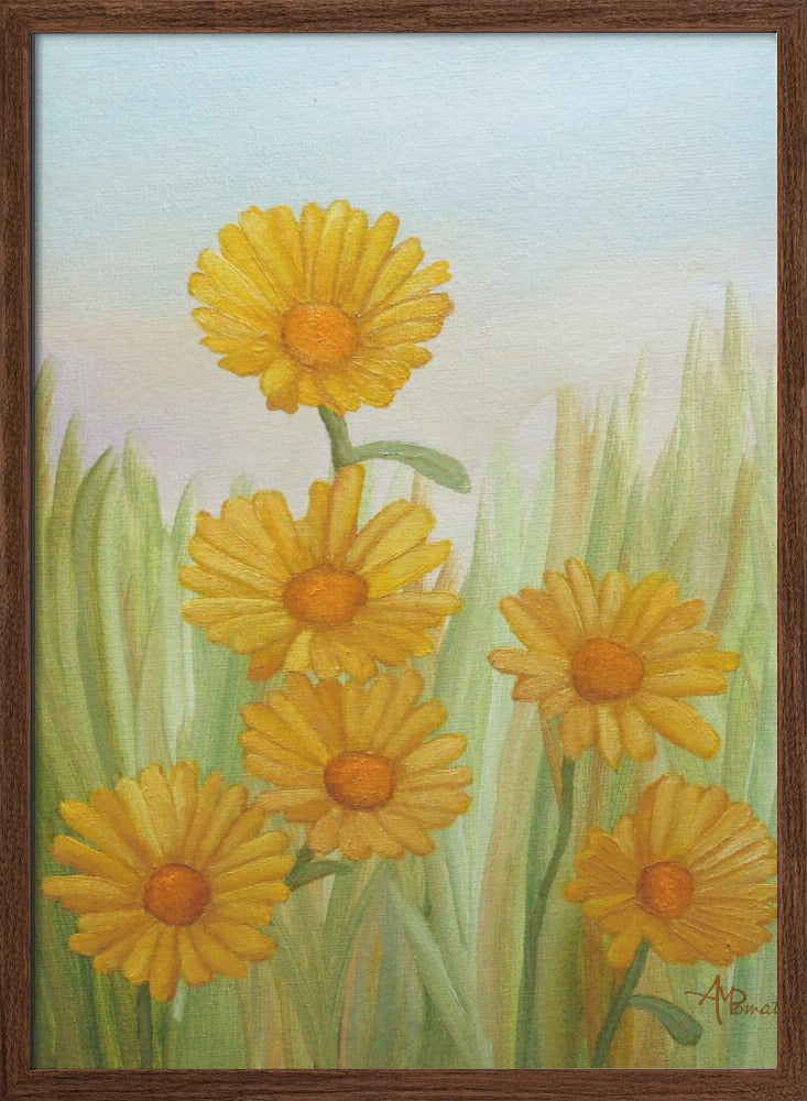 Field of Yellow Daisies - Stretched Canvas, Poster or Fine Art Print I Heart Wall Art