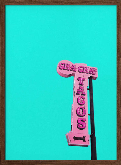 Cha-Cha's Tacos Sign - Stretched Canvas, Poster or Fine Art Print I Heart Wall Art
