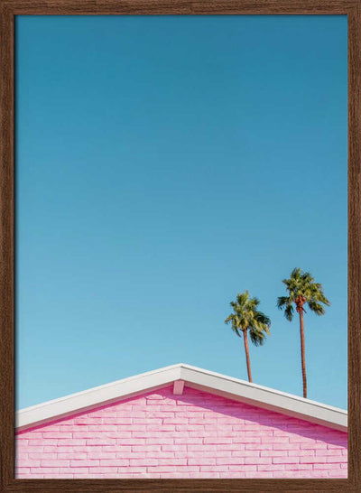 Pink Roofline with Palm Trees - Stretched Canvas, Poster or Fine Art Print I Heart Wall Art