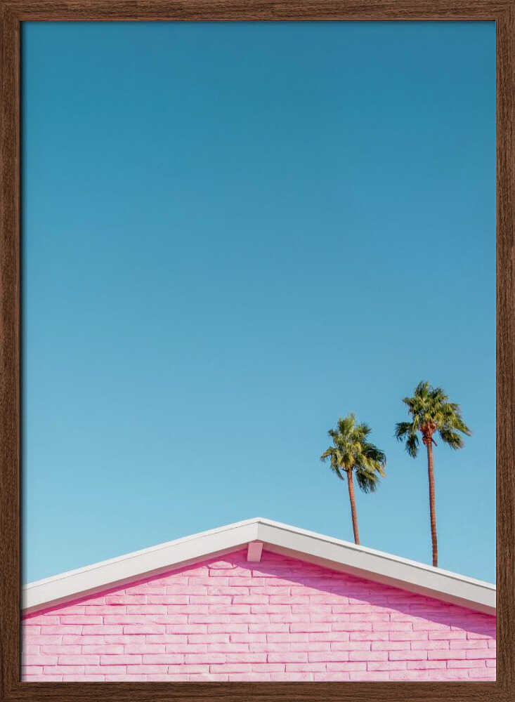 Pink Roofline with Palm Trees - Stretched Canvas, Poster or Fine Art Print I Heart Wall Art