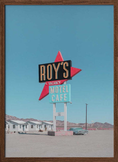 Roy&#039;s Motel Cafe Retro Sign - Stretched Canvas, Poster or Fine Art Print I Heart Wall Art