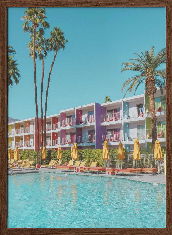 Saguaro Hotel Poolside in Palm Springs - Stretched Canvas, Poster or Fine Art Print I Heart Wall Art