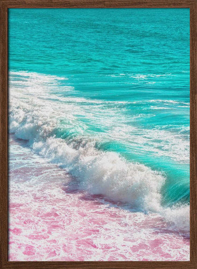Waves Crashing in Pink and Blue - Stretched Canvas, Poster or Fine Art Print I Heart Wall Art