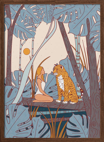 The Girl and the Leopard - Stretched Canvas, Poster or Fine Art Print I Heart Wall Art