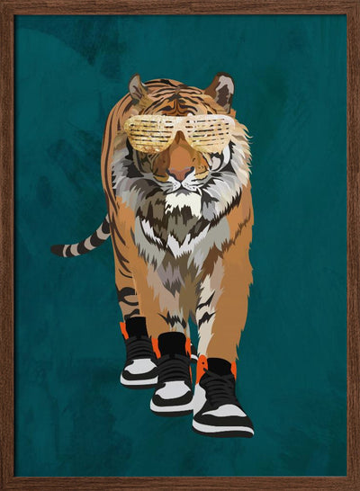 Tiger prowling in high top sneakers - Stretched Canvas, Poster or Fine Art Print I Heart Wall Art