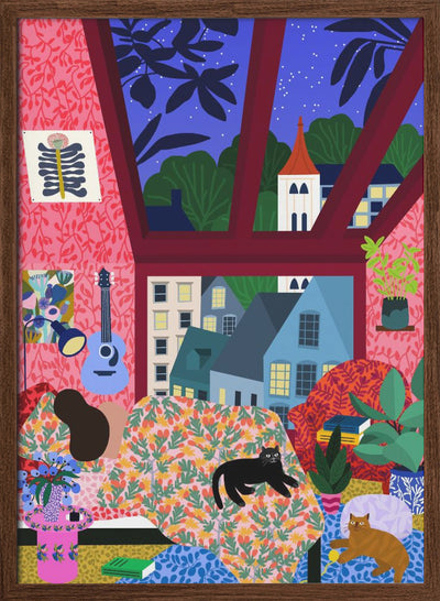 9933x14043 Din Sleeping 142 With a View.png - Stretched Canvas, Poster or Fine Art Print I Heart Wall Art