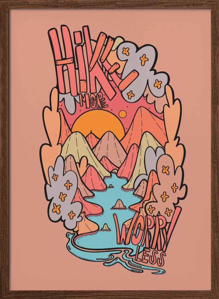 Hike More Worry Less - Stretched Canvas, Poster or Fine Art Print I Heart Wall Art
