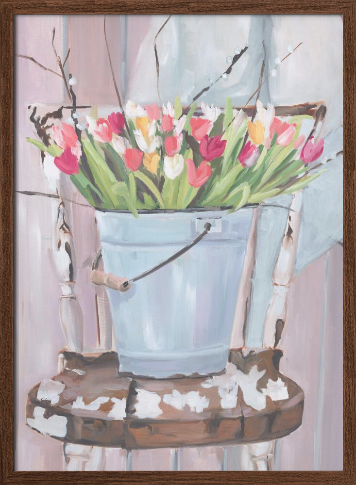 Bucket of Flowers - Stretched Canvas, Poster or Fine Art Print I Heart Wall Art