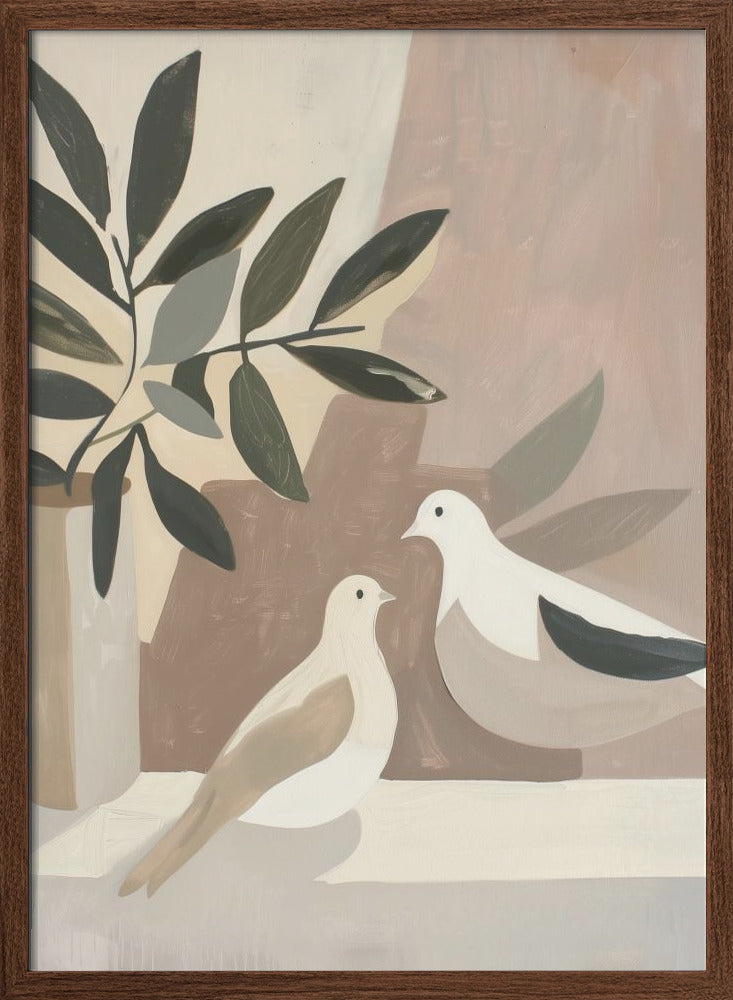 Doves On Patio - Stretched Canvas, Poster or Fine Art Print I Heart Wall Art