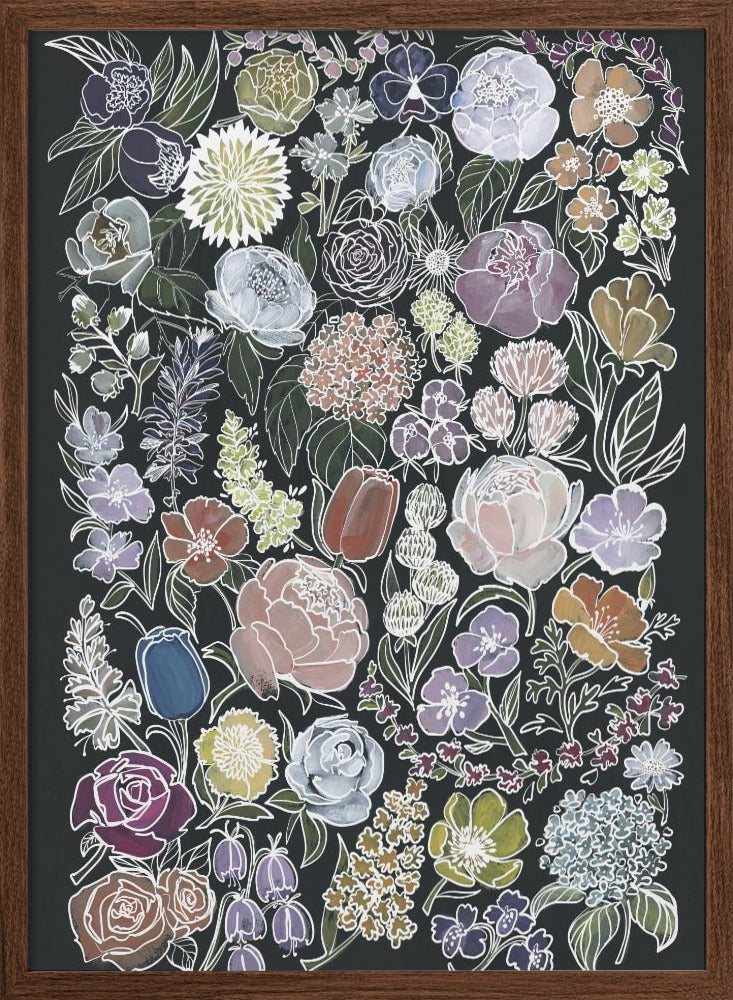 Ragni moody flowers in white - Stretched Canvas, Poster or Fine Art Print I Heart Wall Art