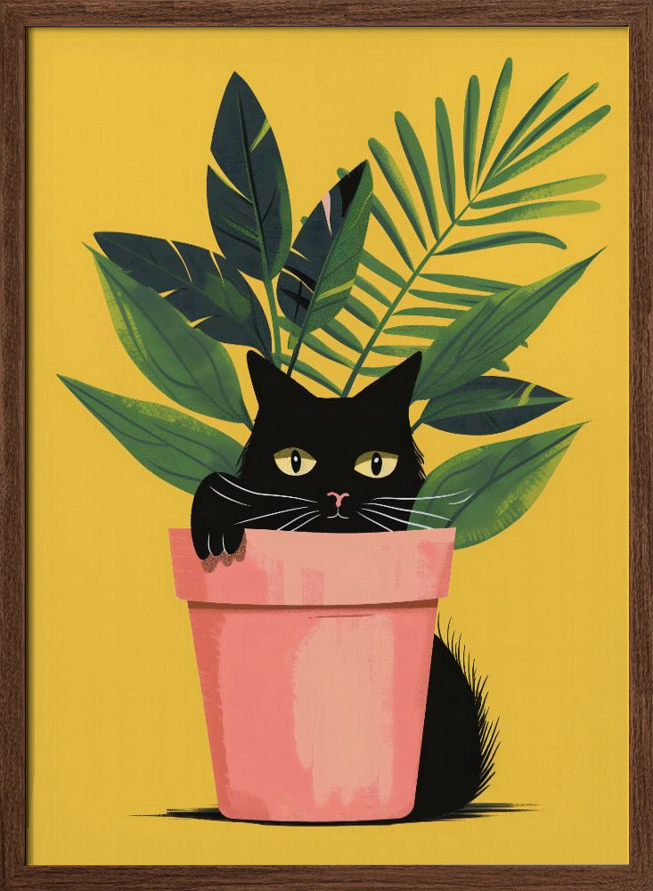 Cat In the Plant - Stretched Canvas, Poster or Fine Art Print I Heart Wall Art