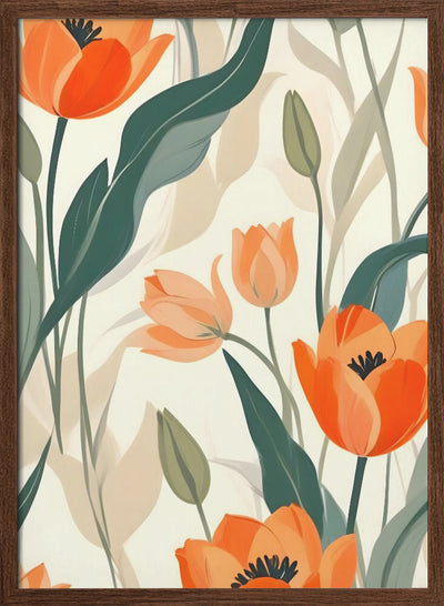 Orange Tulips - Stretched Canvas, Poster or Fine Art Print I Heart Wall Art