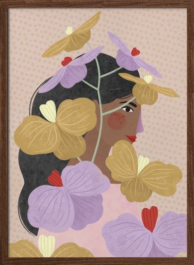 Hidden behind yellow purple flowers - Stretched Canvas, Poster or Fine Art Print I Heart Wall Art