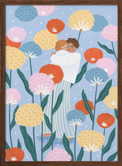 Mother and Child Amongst Flowers - Stretched Canvas, Poster or Fine Art Print I Heart Wall Art