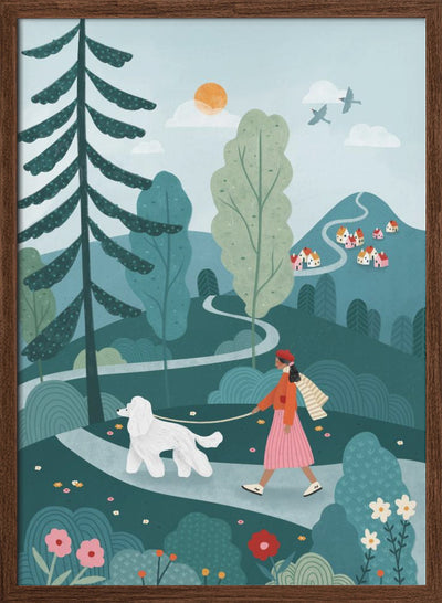 Poodle Walk - Stretched Canvas, Poster or Fine Art Print I Heart Wall Art