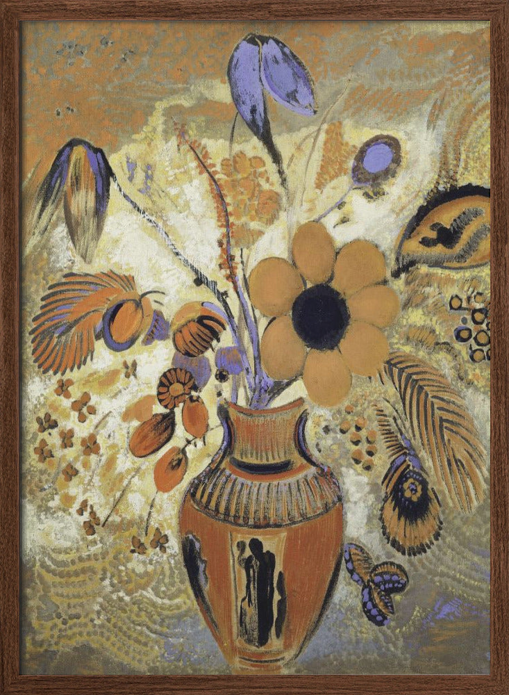 Etruscan Vase With Flowers - Stretched Canvas, Poster or Fine Art Print I Heart Wall Art