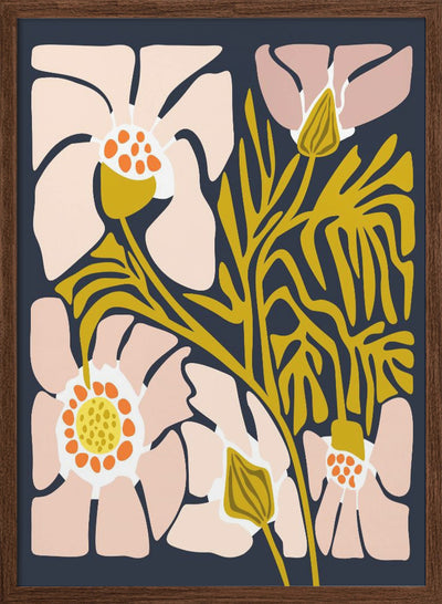 Backyard flower midnight blue - Stretched Canvas, Poster or Fine Art Print I Heart Wall Art