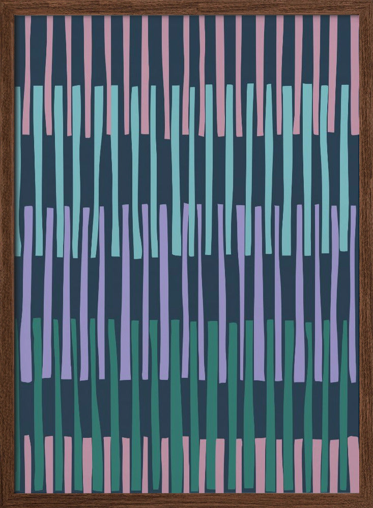 Block print geometrics stripes dark blue - Stretched Canvas, Poster or Fine Art Print I Heart Wall Art