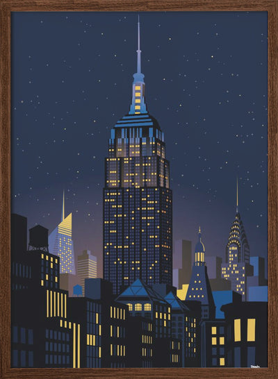 NYC Manhathan by night - Stretched Canvas, Poster or Fine Art Print I Heart Wall Art