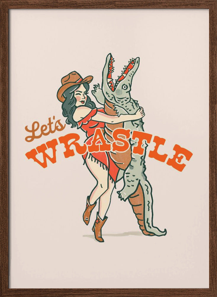 Lets Wrastle Poster - Stretched Canvas, Poster or Fine Art Print I Heart Wall Art