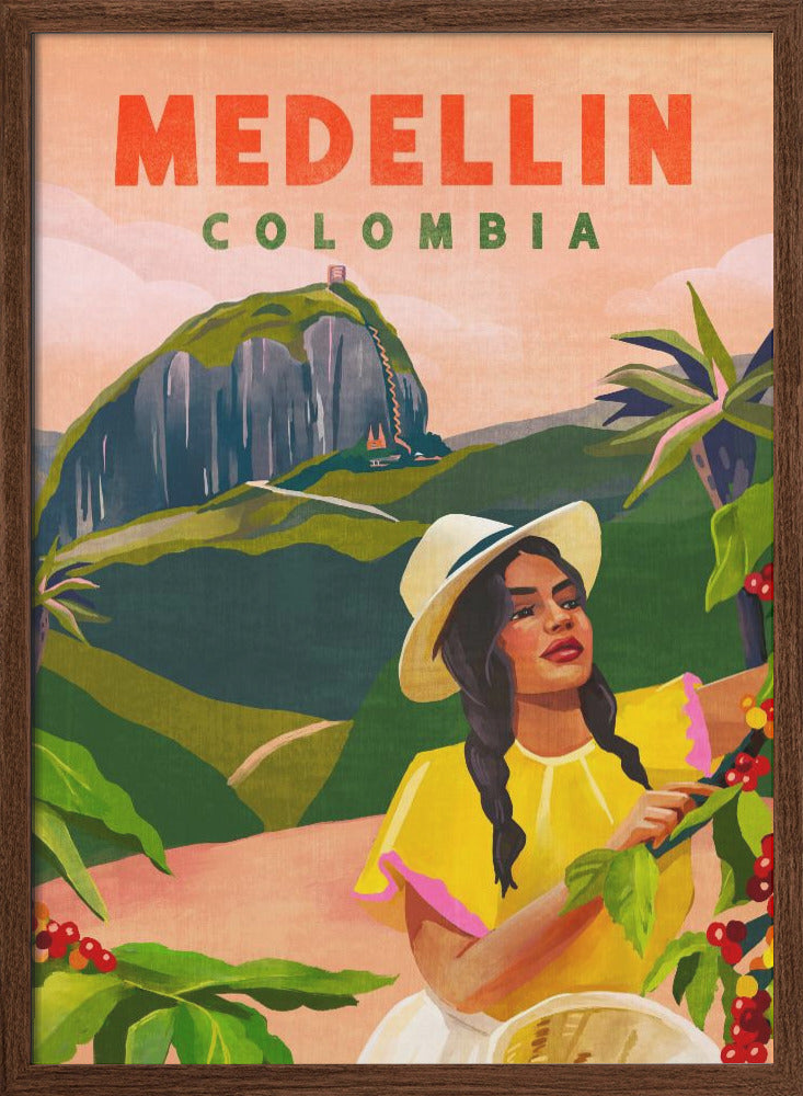 Medellin Colombia Travel Poster - Stretched Canvas, Poster or Fine Art Print I Heart Wall Art
