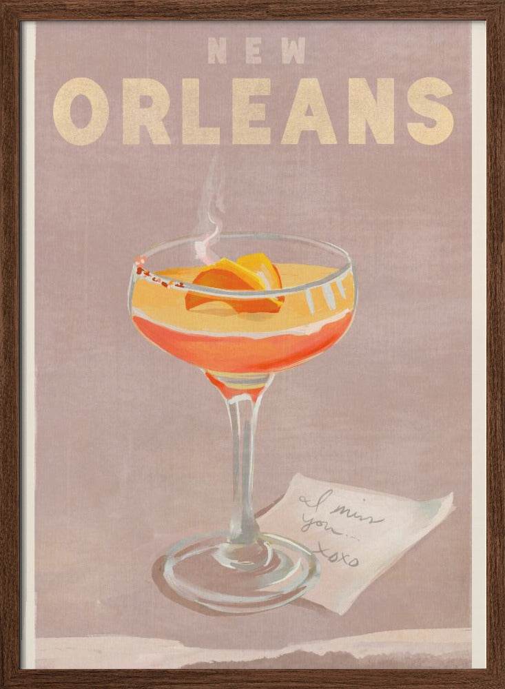 New Orleans Cocktail Travel Poster - Stretched Canvas, Poster or Fine Art Print I Heart Wall Art