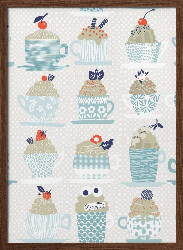 Sweet cupcakes pattern - Stretched Canvas, Poster or Fine Art Print I Heart Wall Art