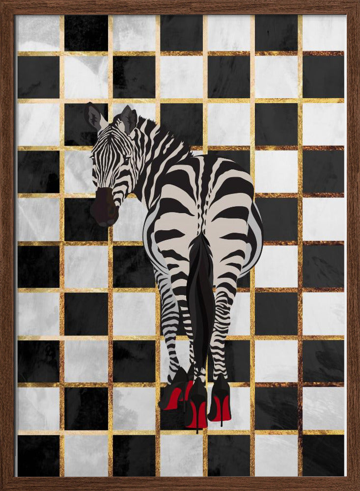 Zebra Heels Checkerboard - Stretched Canvas, Poster or Fine Art Print I Heart Wall Art