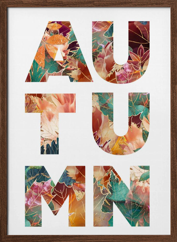 Autumn Leaves typography - Stretched Canvas, Poster or Fine Art Print I Heart Wall Art
