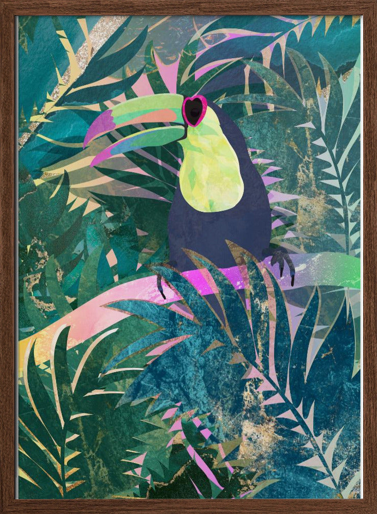 Jungle Rainbow Toucan - Stretched Canvas, Poster or Fine Art Print I Heart Wall Art