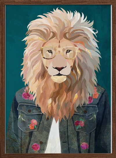 Golden fashion lion 2 - Stretched Canvas, Poster or Fine Art Print I Heart Wall Art