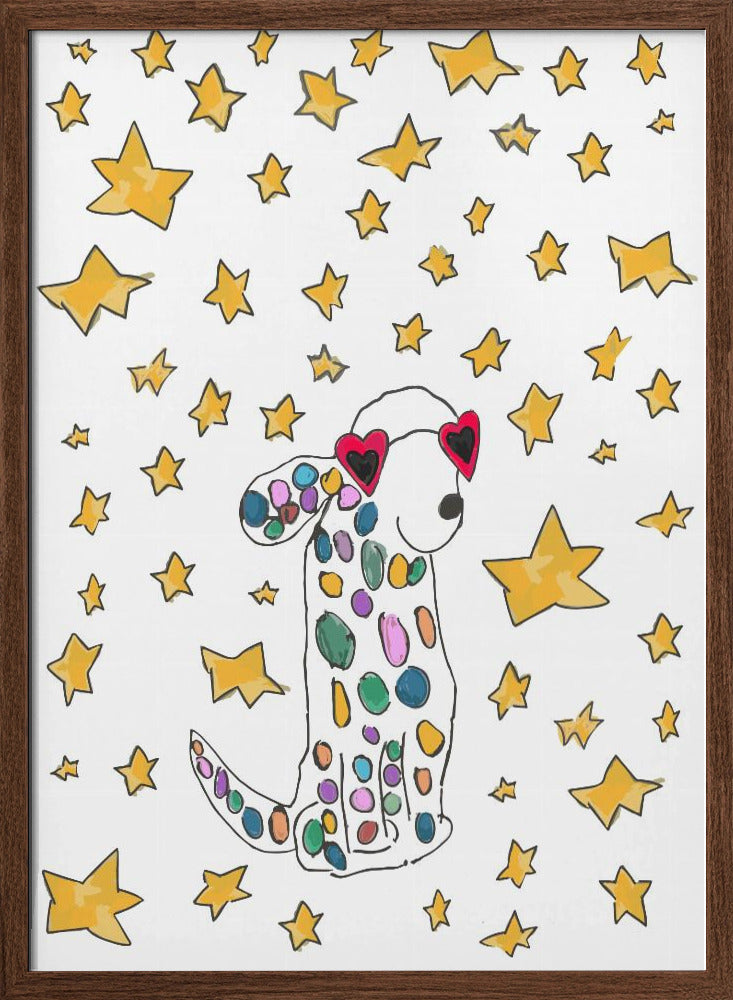 Rainbow Polkadot Dog - Stretched Canvas, Poster or Fine Art Print I Heart Wall Art