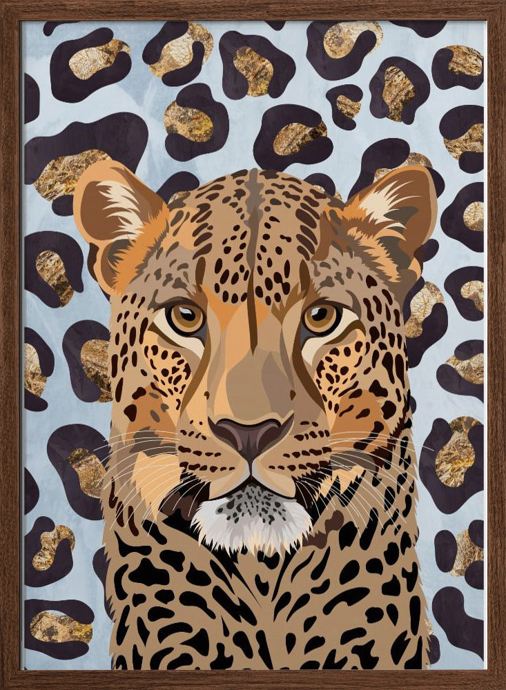 Leopard Print Leopard Blue - Stretched Canvas, Poster or Fine Art Print I Heart Wall Art