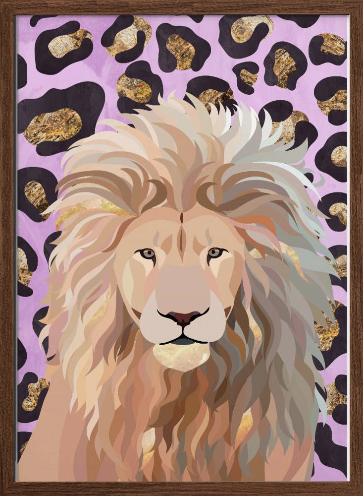Leopard Print Lion Pink - Stretched Canvas, Poster or Fine Art Print I Heart Wall Art