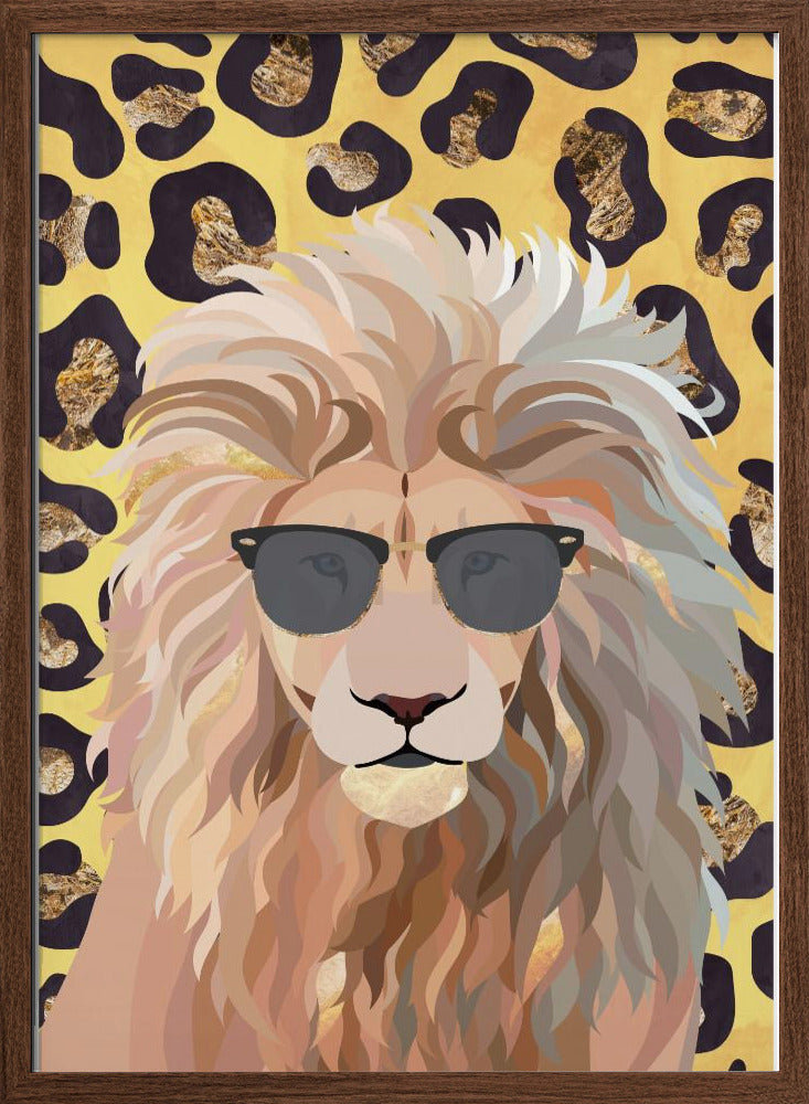 Leopard Print Lion Yellow - Stretched Canvas, Poster or Fine Art Print I Heart Wall Art