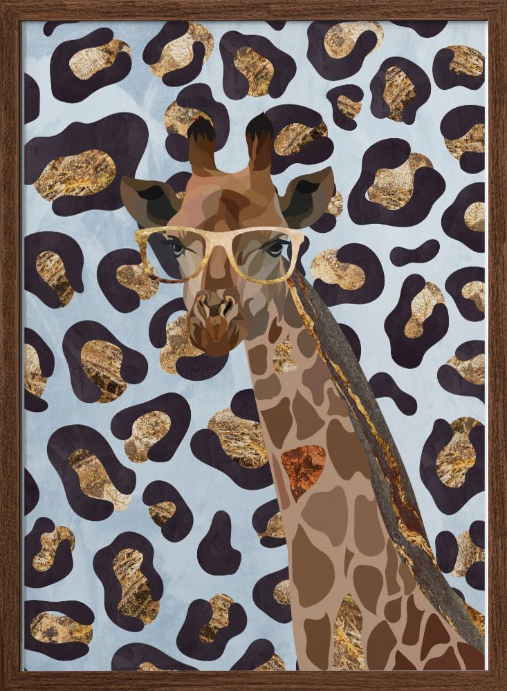 Leopard Print Giraffe Blue - Stretched Canvas, Poster or Fine Art Print I Heart Wall Art
