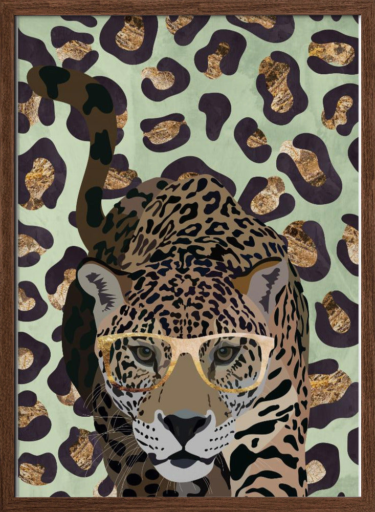 Leopard Print Jag Green - Stretched Canvas, Poster or Fine Art Print I Heart Wall Art