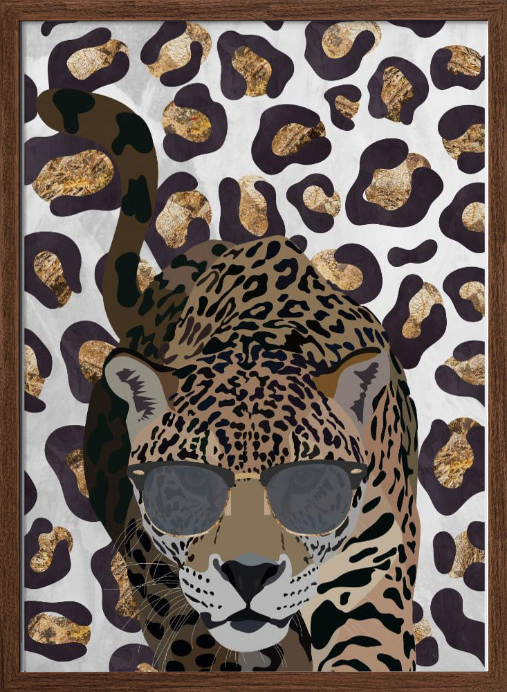 Leopard Print Jaguar Grey - Stretched Canvas, Poster or Fine Art Print I Heart Wall Art