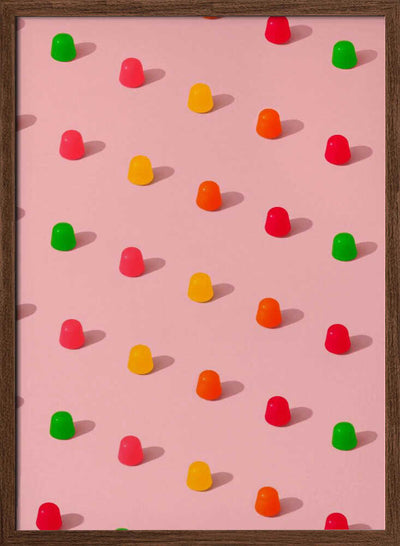 Dots Candy Gum Drops - Repeating Pattern On Pink Background - Stretched Canvas, Poster or Fine Art Print I Heart Wall Art