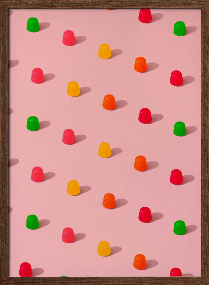 Dots Candy Gum Drops - Repeating Pattern On Pink Background - Stretched Canvas, Poster or Fine Art Print I Heart Wall Art
